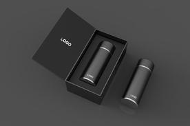 保温杯黑色立体样机背景素材