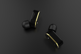 蓝牙耳机立体黑色样机背景素材