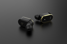 蓝牙耳机立体黑色样机背景素材