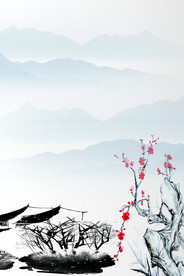 中国风水墨画海报背景展板