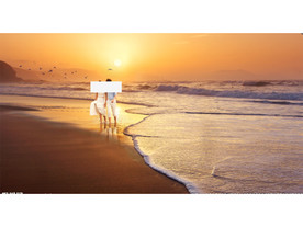 婚纱照海边 水边 黄昏