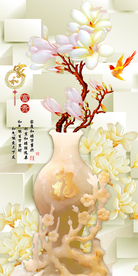 玉雕花卉玄关画