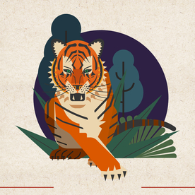 矢量动物 矢量植物 插画 手绘