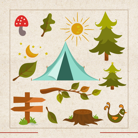 矢量动物 矢量植物 插画 手绘