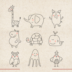 矢量动物 矢量植物 插画 手绘