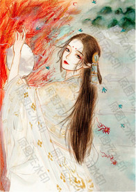 古风水彩纸扇美女