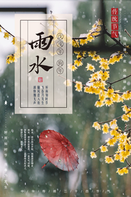 简约雨水节气海报