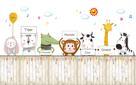 插画卡通墙贴墙画壁画背景素材