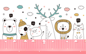 插画卡通墙贴墙画壁画背景素材