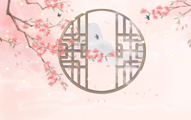 国风插画墙贴墙画壁画背景素材