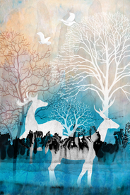 抽象森林麋鹿装饰画