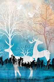 唯美麋鹿抽象装饰画