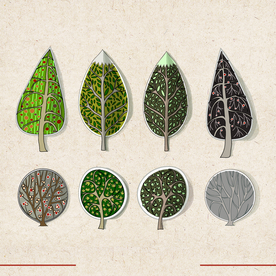 矢量动物 矢量植物 插画 手绘