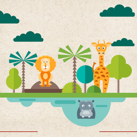 矢量动物 矢量植物 插画 手绘