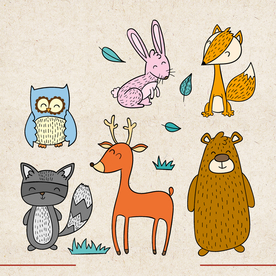 矢量动物 矢量植物 插画 手绘