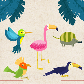 矢量动物 矢量植物 插画 手绘