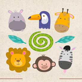 矢量动物 矢量植物 插画 手绘