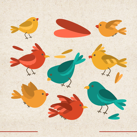 矢量动物 矢量植物 插画 手绘