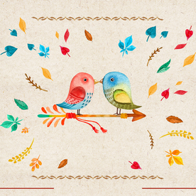 矢量动物 矢量植物 插画 手绘