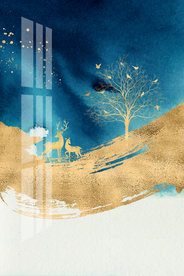 麋鹿抽象装饰画