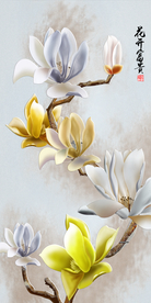 国画玉兰花装饰画