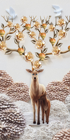 浮雕麋鹿现代装饰画