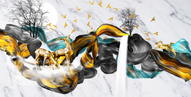 抽象麋鹿装饰画