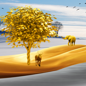 金色山脉抽象装饰画