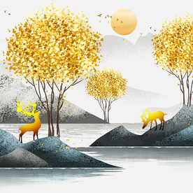 麋鹿现代装饰画