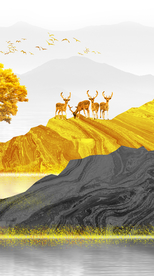 金色山脉抽象装饰画