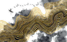 金色线条抽象装饰画