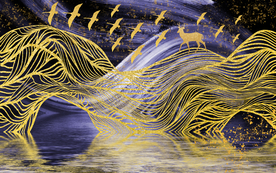 金色线条抽象装饰画