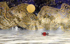 金色山脉抽象装饰画