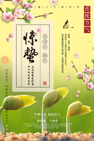 简约明亮惊蛰节气海报