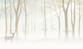 手绘森林背景墙