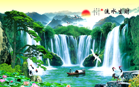 流水生财背景墙