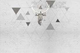 手绘鹿头背景墙