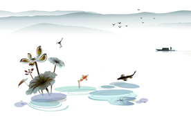 水墨荷花装饰画