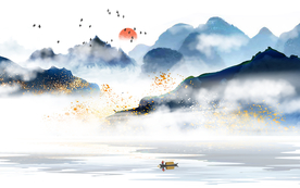 新中式玄关抽象装饰画