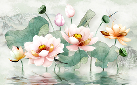 水墨荷花装饰画