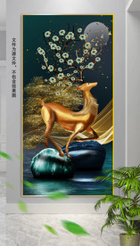 新中式发财树麋鹿玄关