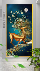 新中式发财树麋鹿玄关