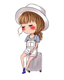 女性人物旅行卡通合成海报素材