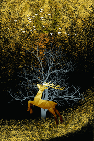 麋鹿森林装饰画