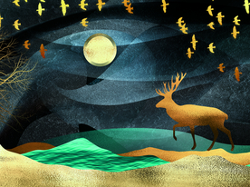 森林麋鹿装饰画