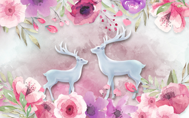 麋鹿植物背景墙