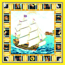 帆船 边框  方巾