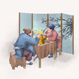 吃火锅美食人物传统合成海报素材