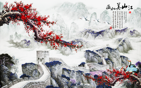 山水画背景墙