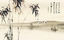 水墨竹背景墙
